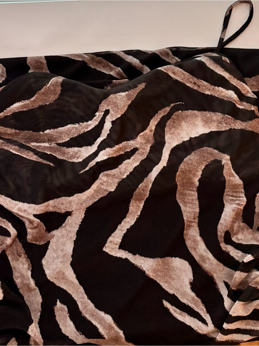 Fashion Nova Black and Taupe Zebra Cowl Midi Dress - Picture 4 of 5